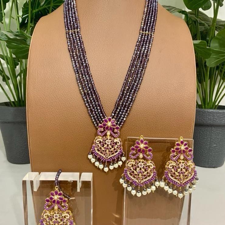 Bareera long mala set with earrings & Tekka