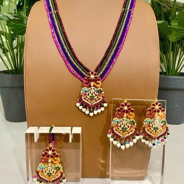 Bareera long mala set with earrings & Tekka