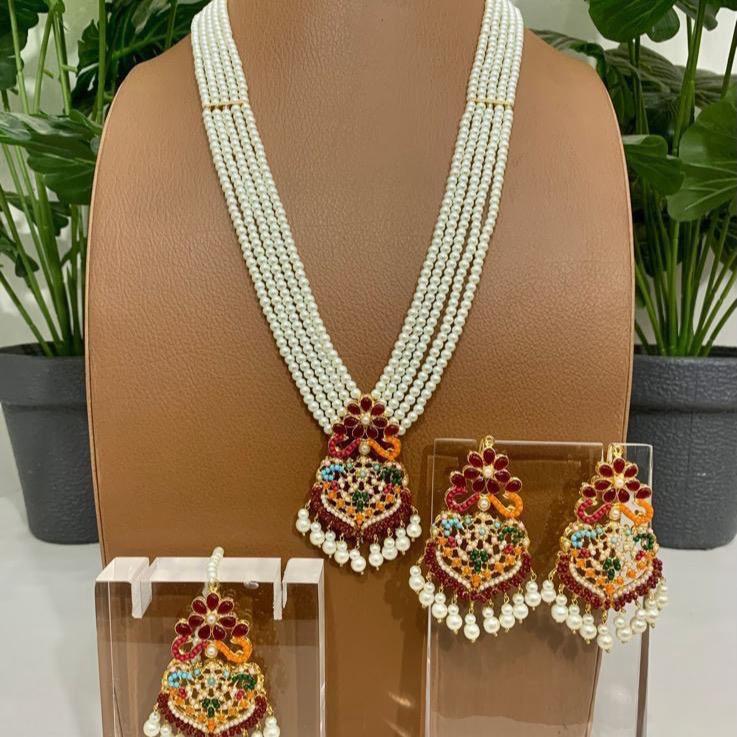 Bareera long mala set with earrings & Tekka