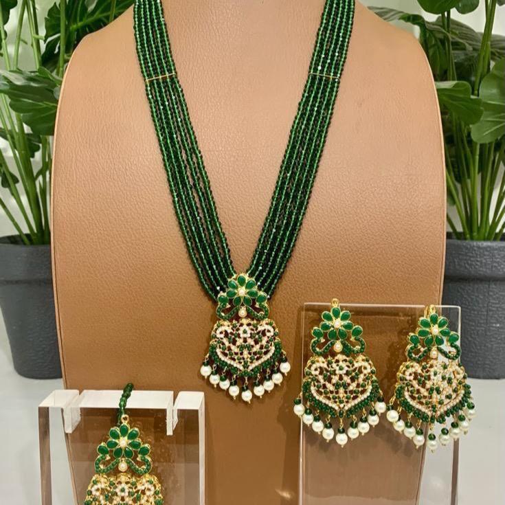 Bareera long mala set with Earrings & Tekka