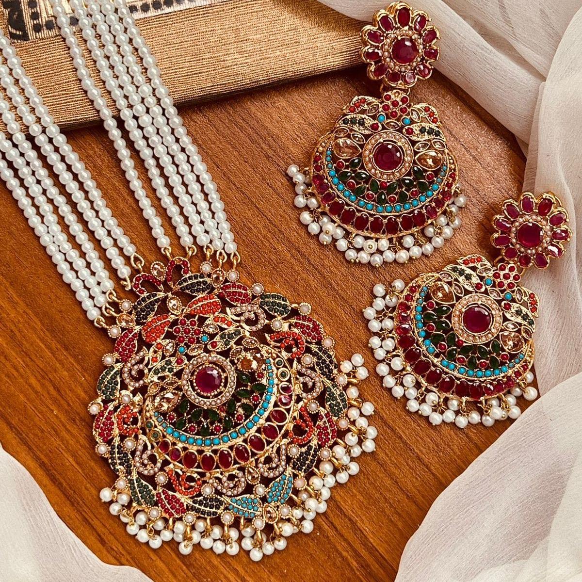 LAIBA nauratan mala necklace set with earring