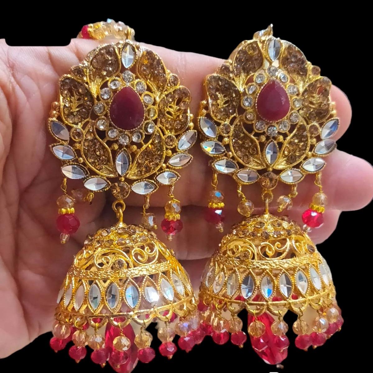 DIYA Jhumka earring with sahare (kanchain ) Anniversary Birthday Wedding