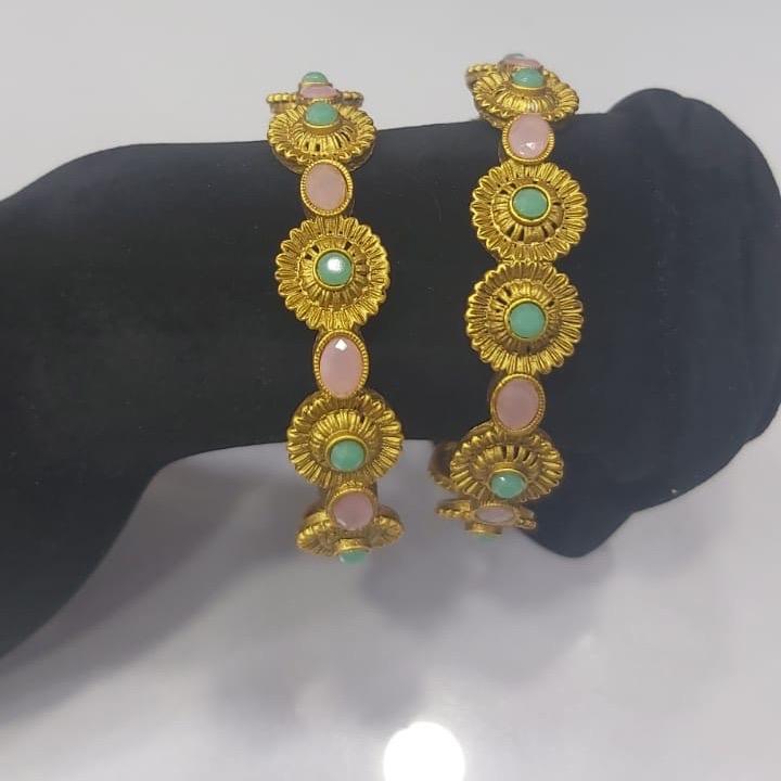 Golden Bangle design 3 mint pink