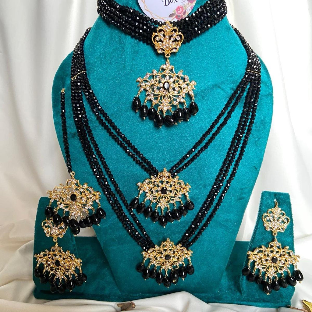 BASHAIR  hassen COMBO  2 layered MALA with choker necklace  earring set with teeka