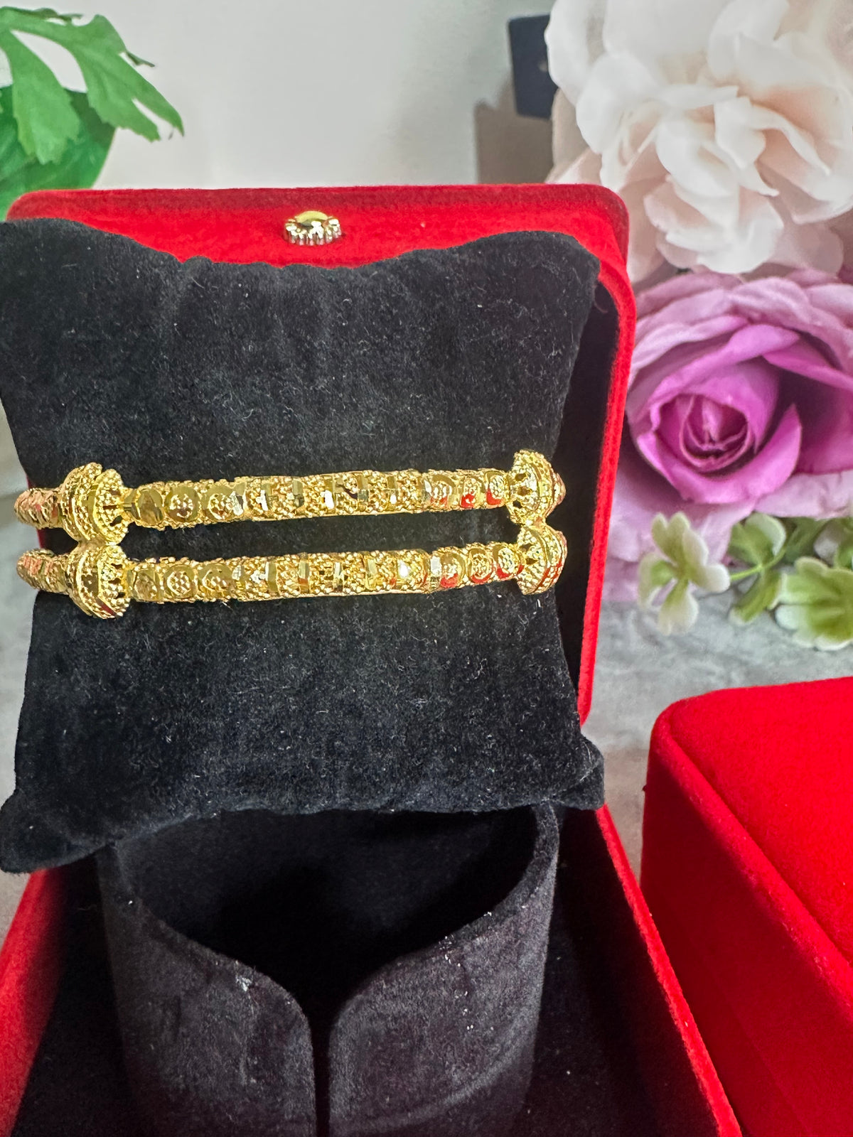 Gold-plated 24k  Two layer connected Ball kangan Bridal Bangles Available in all sizes