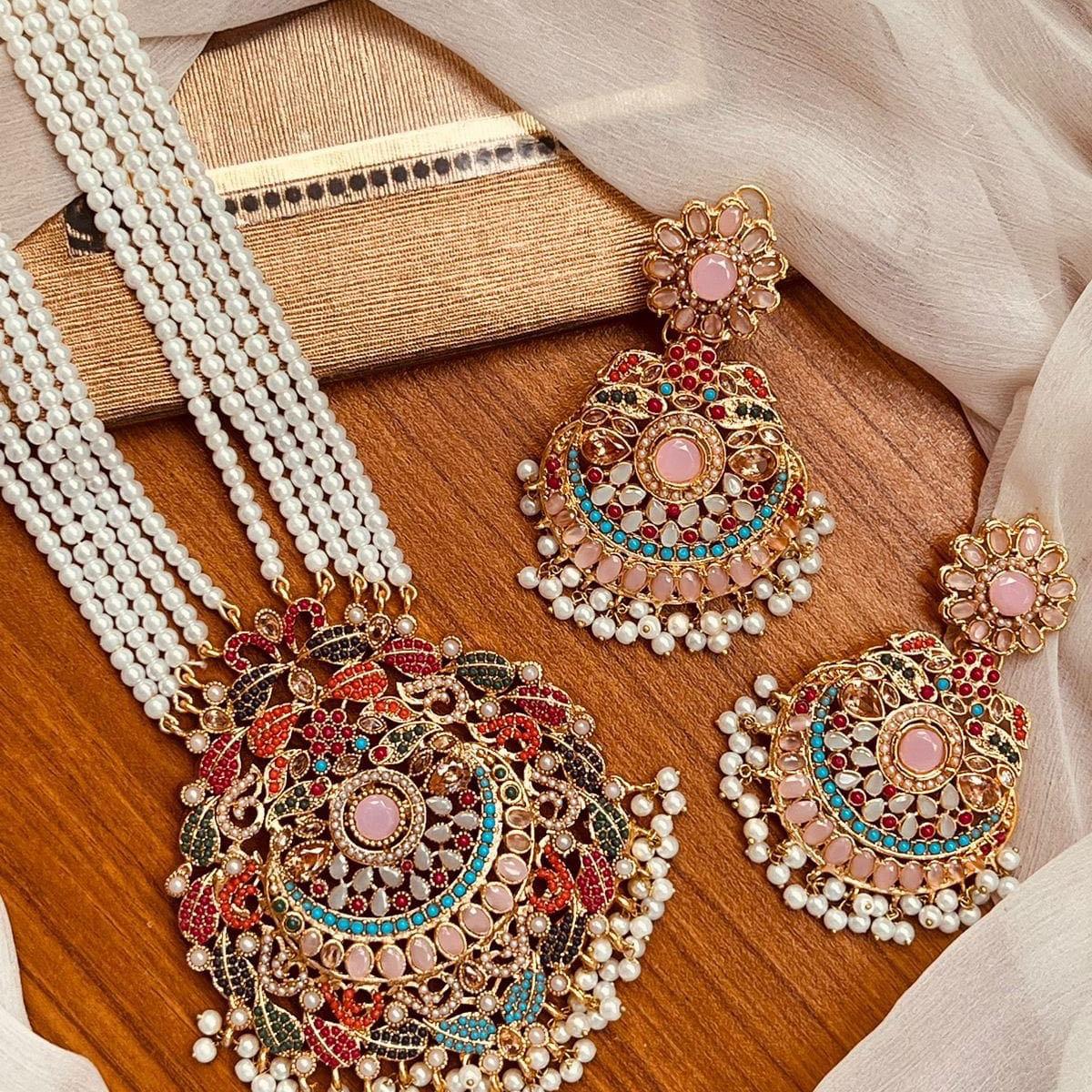 LAIBA nauratan mala necklace set with earring