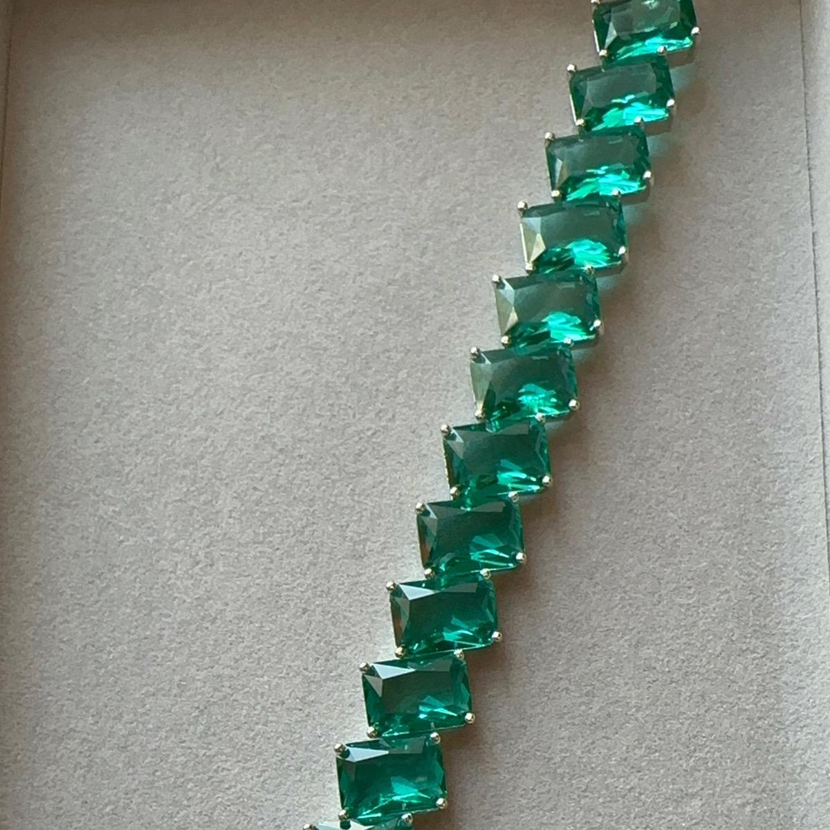 Emerald green bracelet with doublet stone Anniversary Wedding Birthday