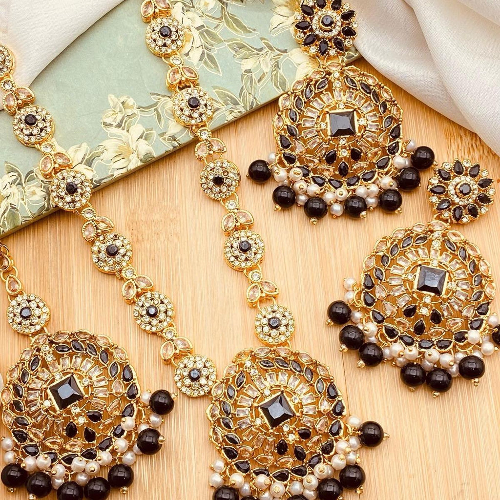 DANIYA Egyptian  Long Mala Set with Earring and Tikka for Women - Natural Look and Sophistication - My Jewel Box