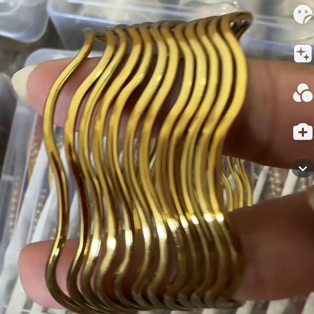 Wavy stylish 3 colour color metal  bangles - My Jewel Box