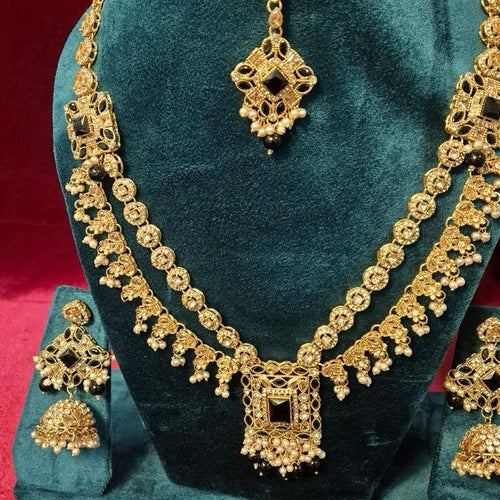 ADen polki two layer mala set with earring and tikka