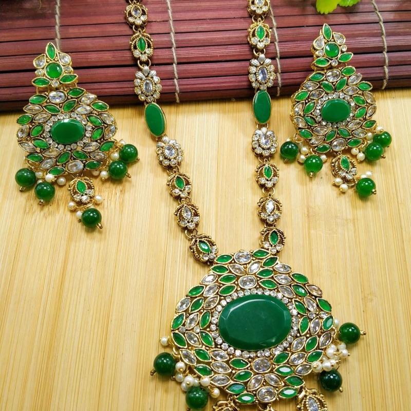 Rose  Polki Long Mala Set with Earring lfor Women - Natural Look and Sophistication - My Jewel Box