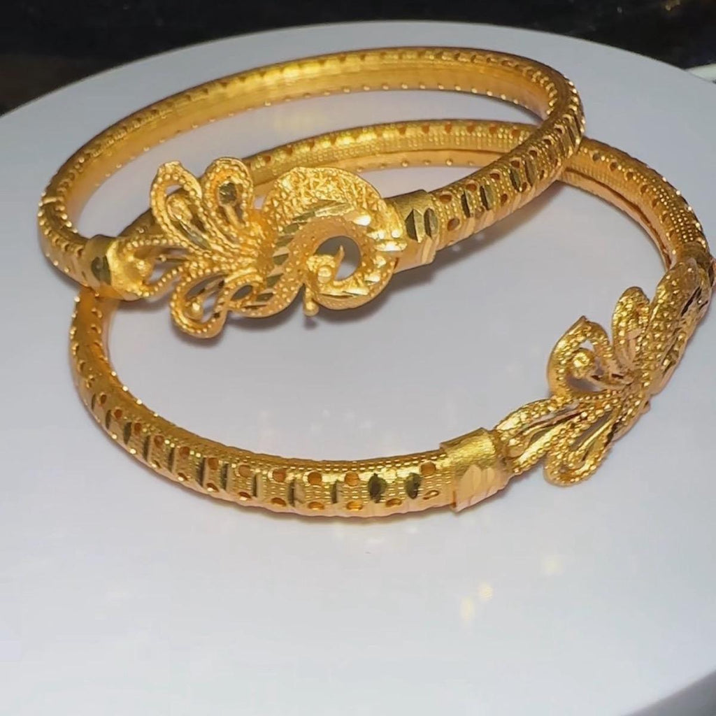 Peacock Indian Golden bangle kangan pair set MJB-D3 - My Jewel Box
