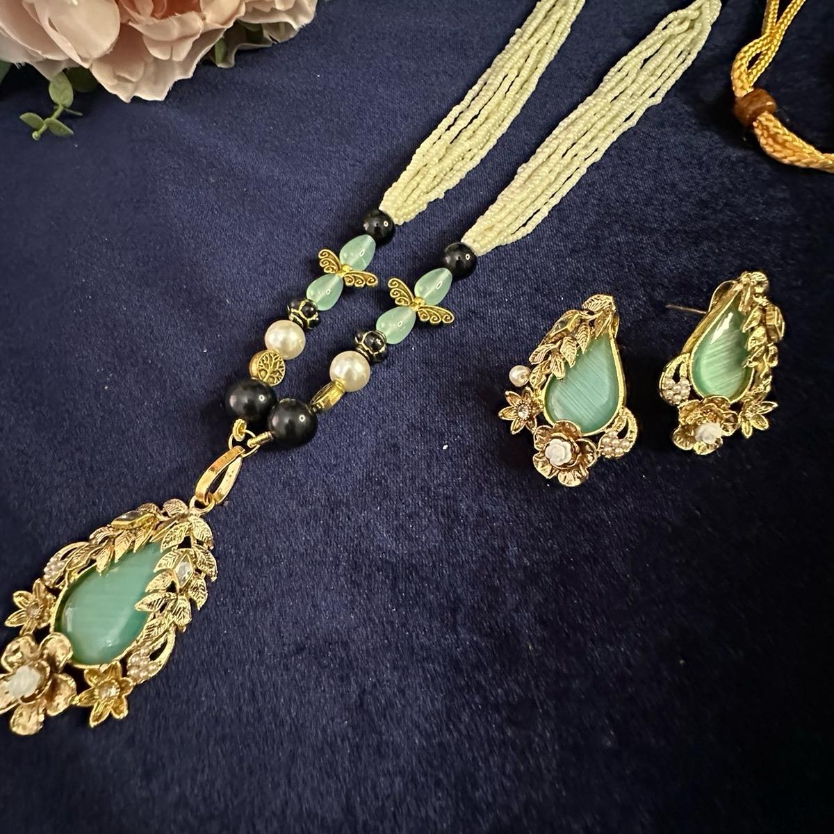 New New Designer Long Mala Set with Earring - Perfect for Any Occasion - My Jewel Box