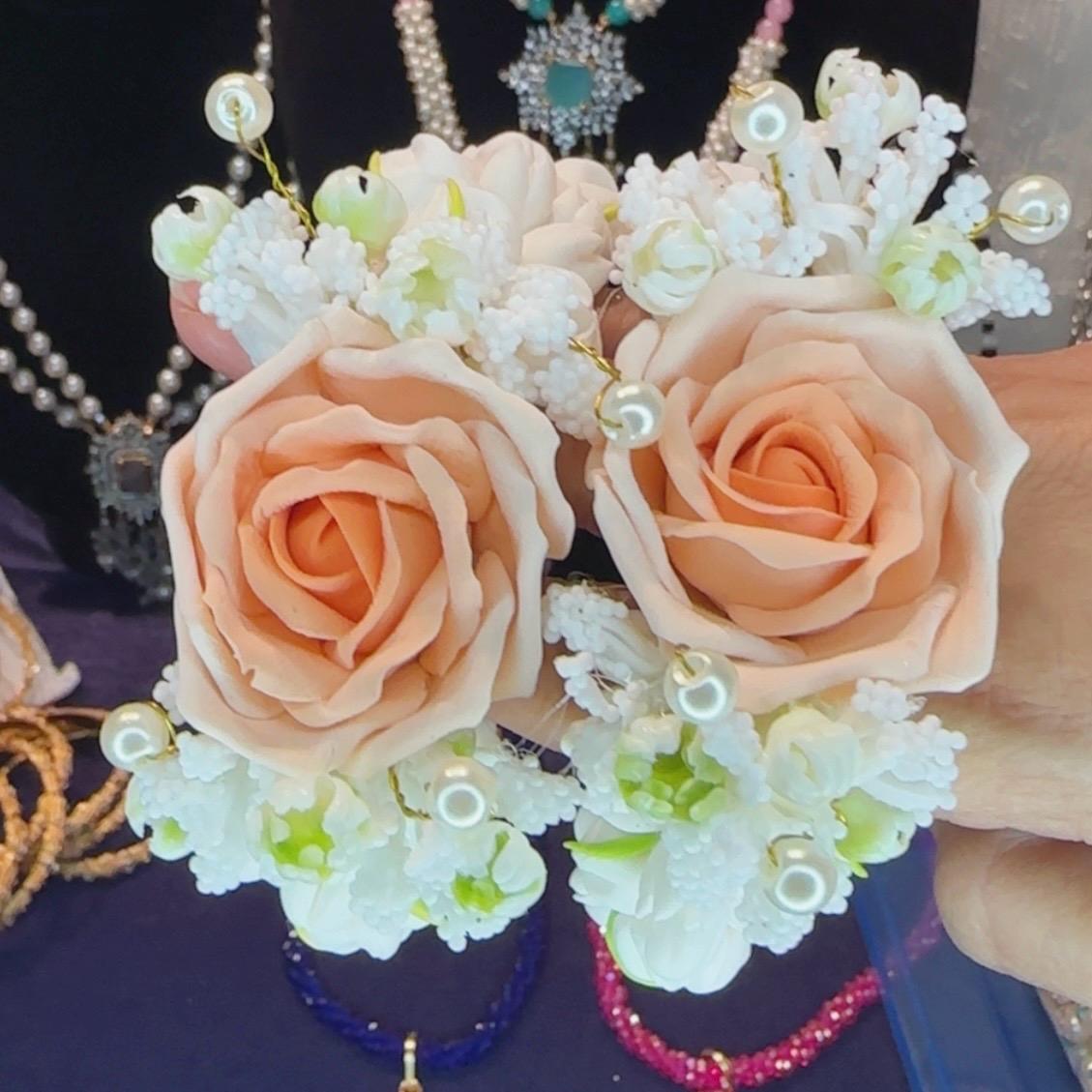 Floral faux floral rose  gajre bracelet