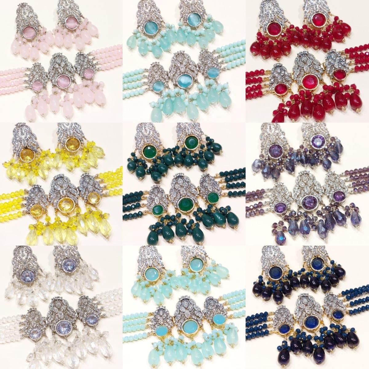 FIZZA Choker Set with Zircon for Women - Lightweight Jewelry with Earring