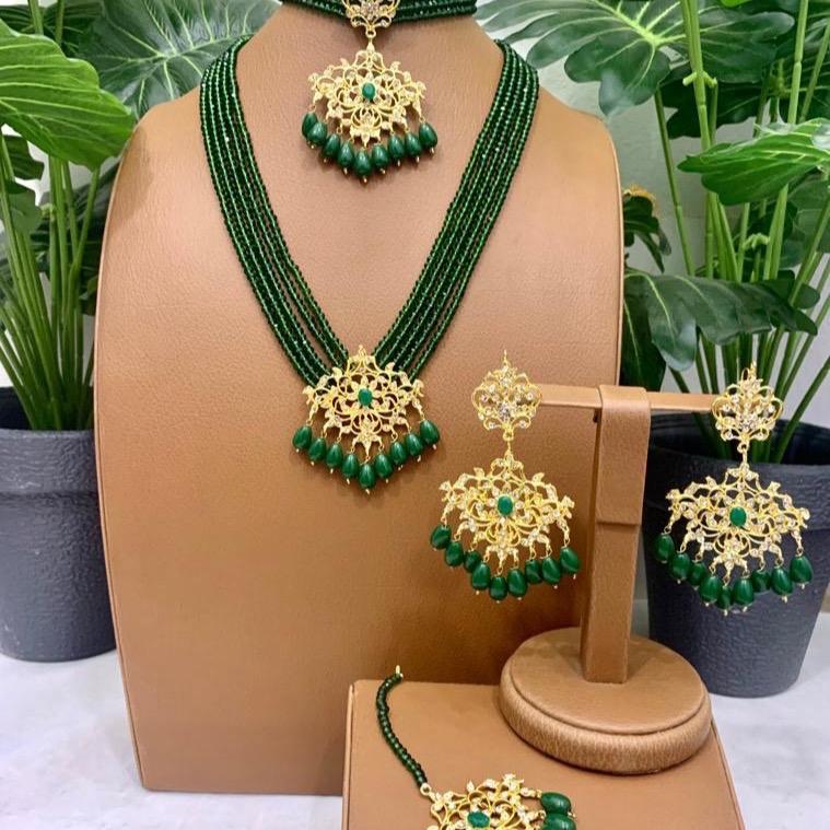 KOMAL hassen COMBO MALA choker necklace  earring set with teeka