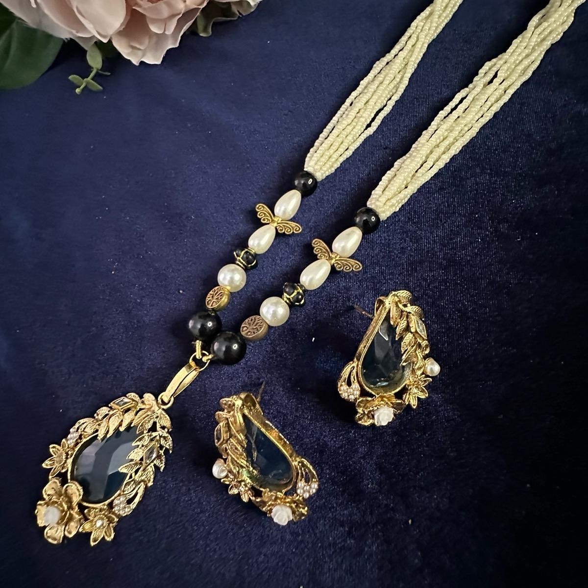 ZIMAL Designer Long Mala Set with Earring - Perfect for Any Occasion - My Jewel Box