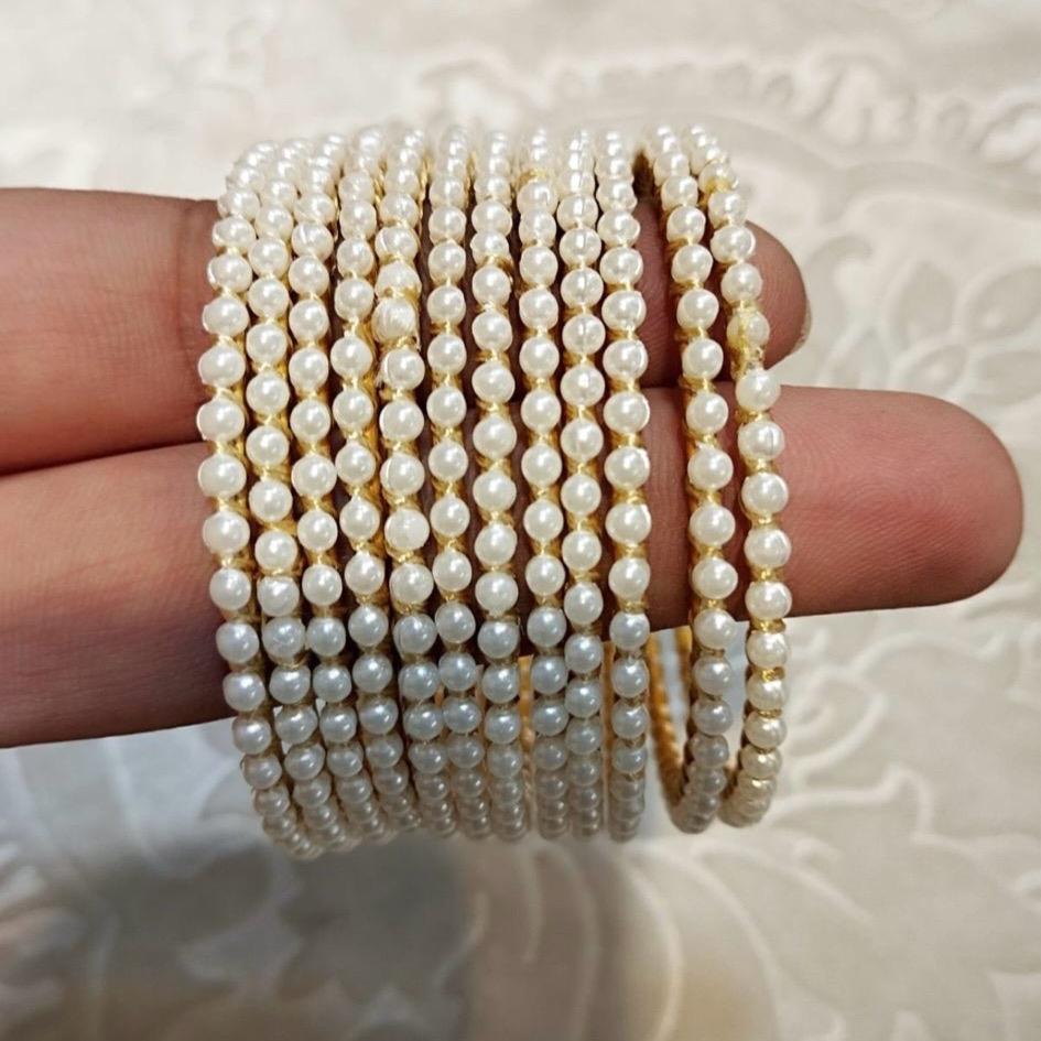 Pearl bangles handmade 12 pieces  standard size fits to  size 2.4 -2.6 only