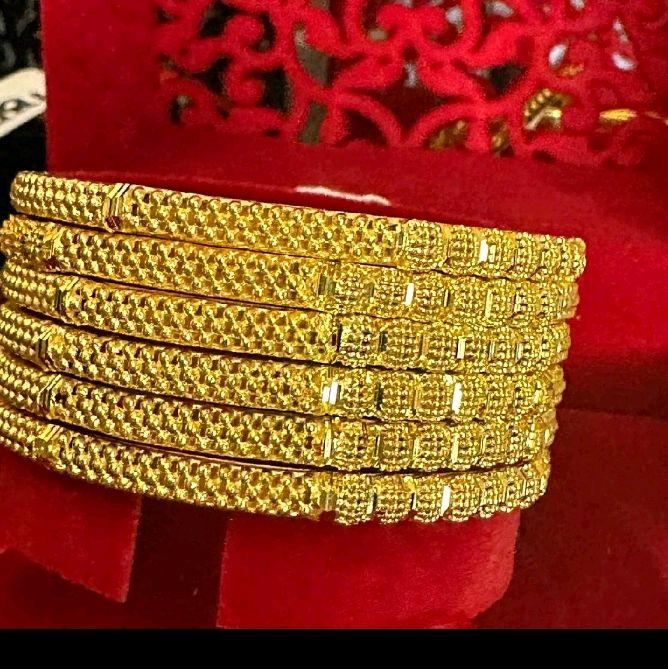 TBD2 Gold Plated Thin Bangles Set for Women - My Jewel Box