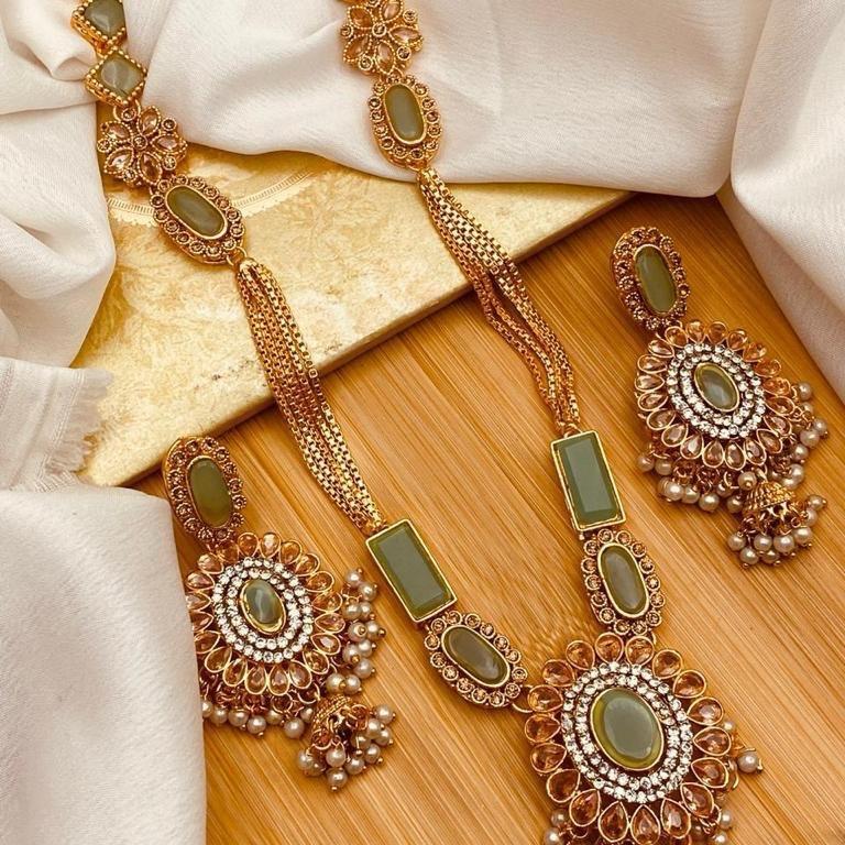 MAH e NOOR Traditional Egyptian  Mala Jewelry Set - Long Necklace and Earrings - Design 3 - My Jewel Box