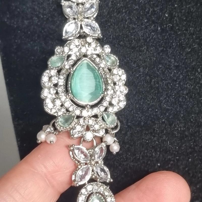 Polki and Zircon  long Mala Set with Earrings  for Women - My Jewel Box