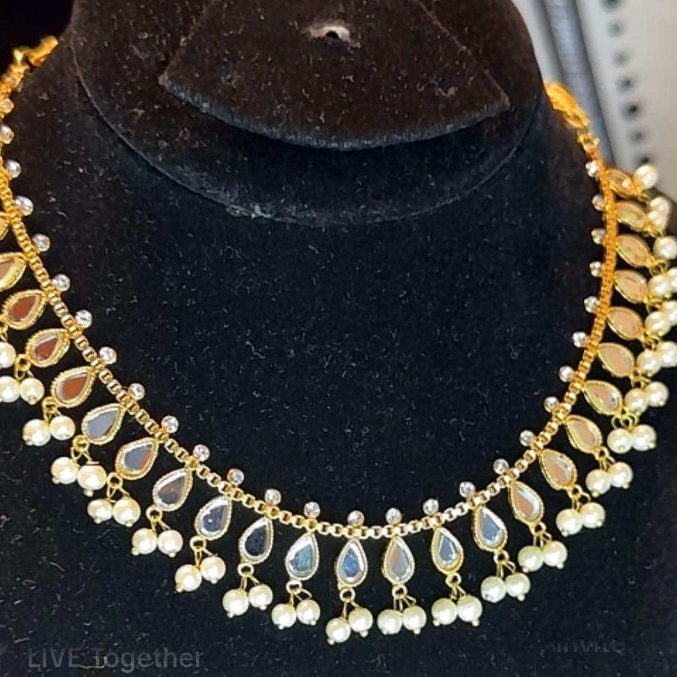 Hydrabadi mirror neckline with jhumki