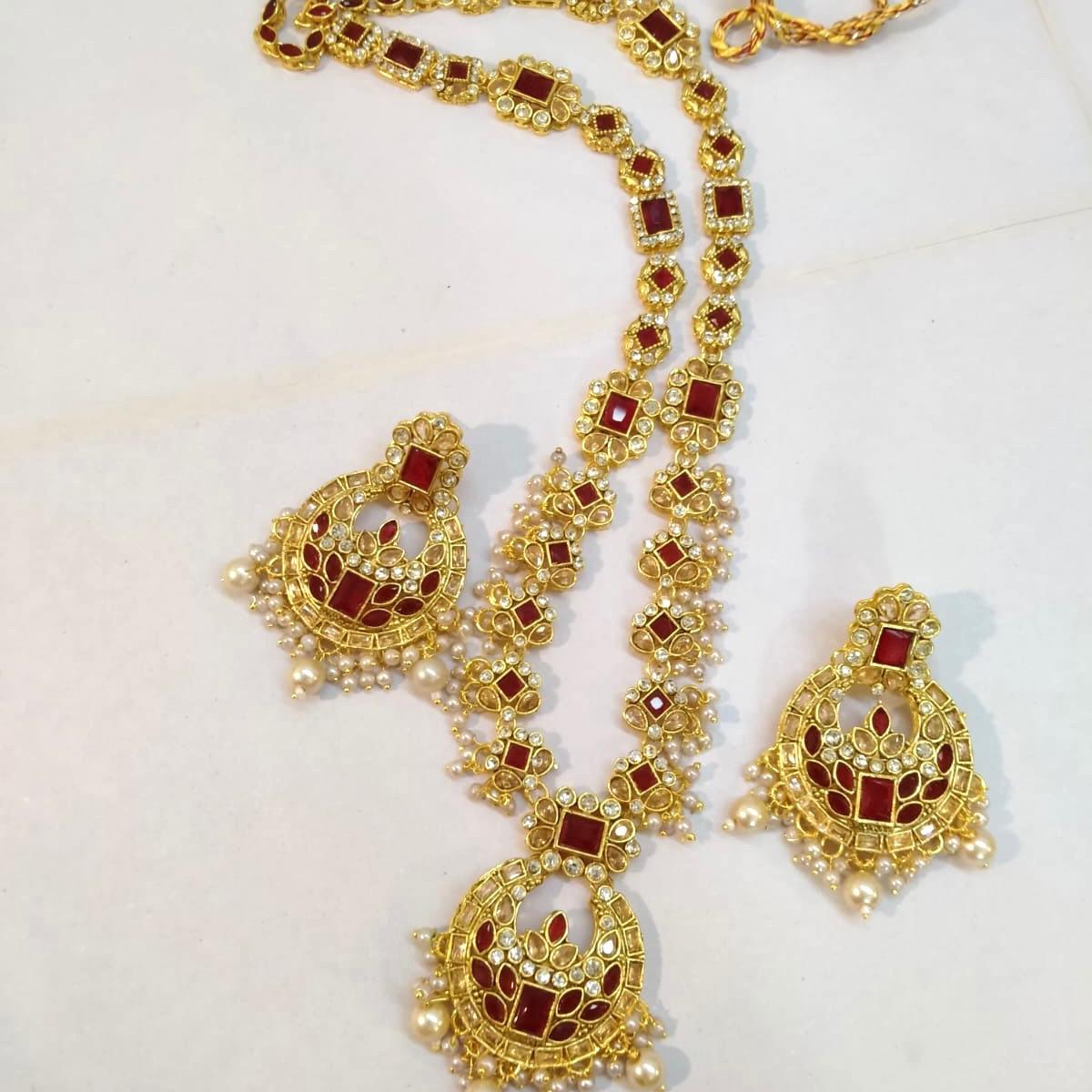 NAZEEN extra Long mala necklace  set with chand bali earring