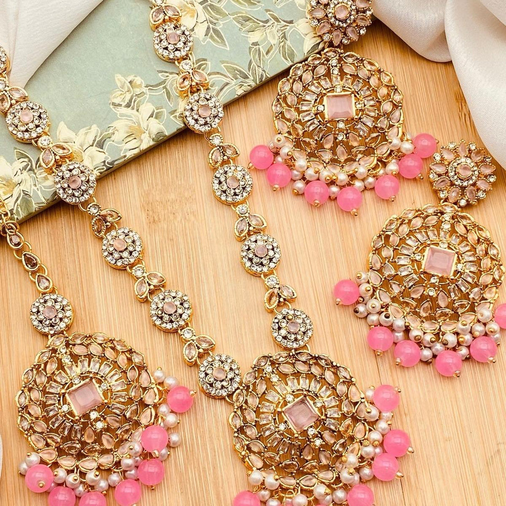DANIYA Egyptian  Long Mala Set with Earring and Tikka for Women - Natural Look and Sophistication - My Jewel Box