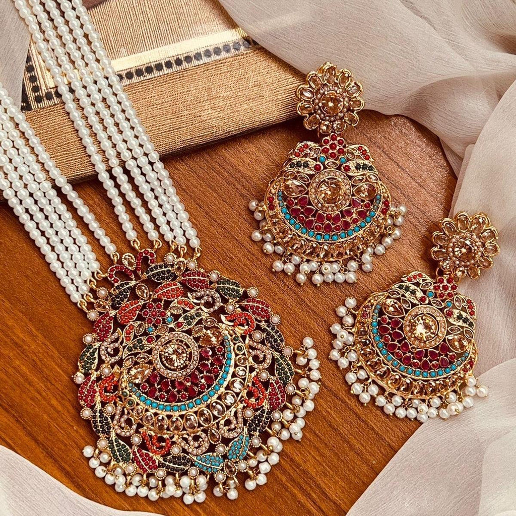 LAIBA nauratan mala necklace set with earring