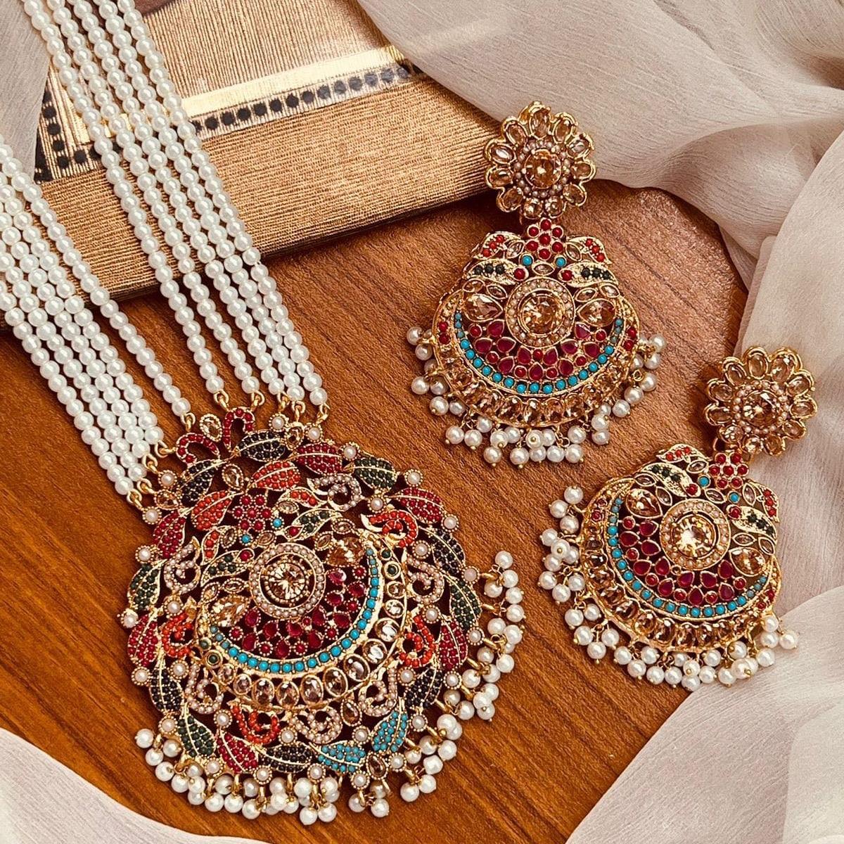 LAIBA nauratan mala necklace set with earring