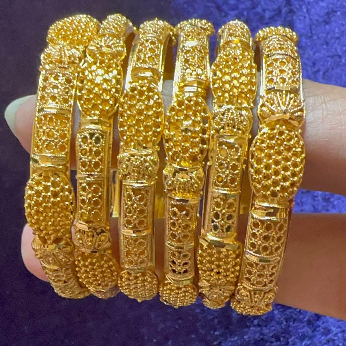 Golden gold look bangles  different design not Goldplated