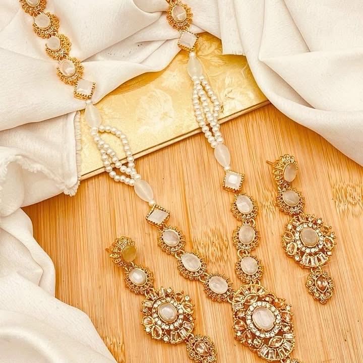 ESRA  Egyptian  Mala Jewelry Set - Long Necklace and Earrings - Design 3 - My Jewel Box