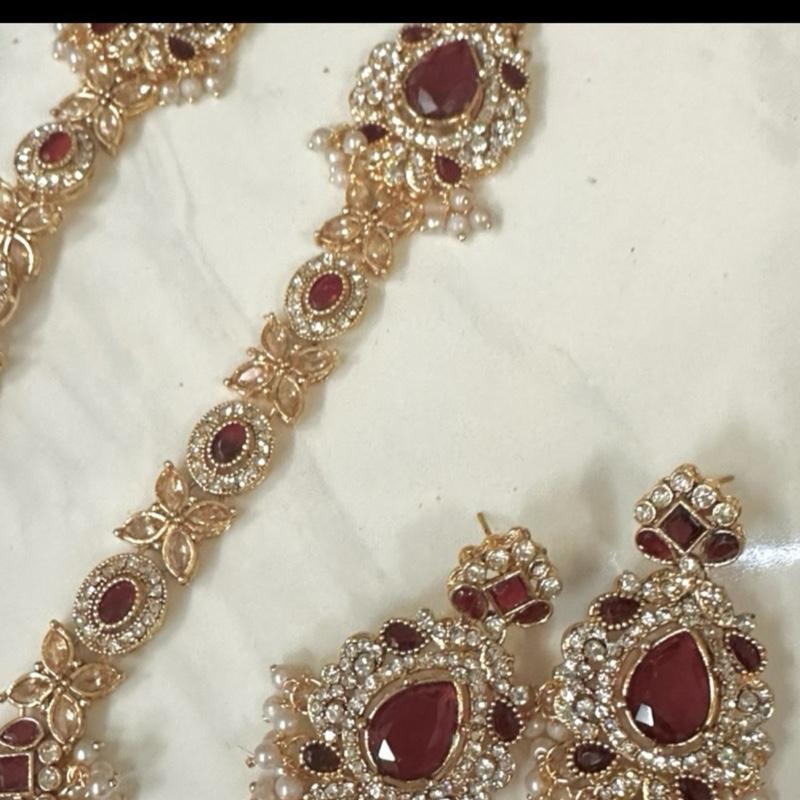 Polki and Zircon  long Mala Set with Earrings  for Women - My Jewel Box