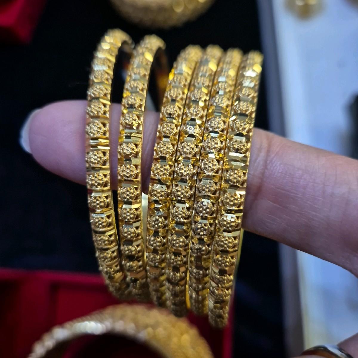 TBD1 Gold Plated Thin Bangles Set for Women - My Jewel Box