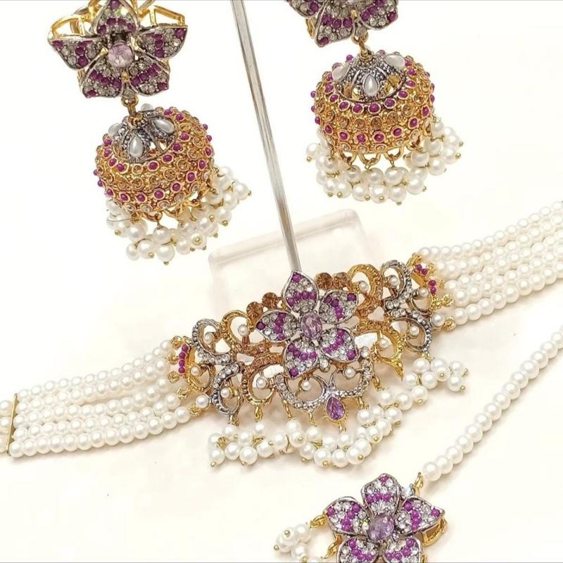 AMAYA Choker Set with Earring and Tikka - Fashion Accessories