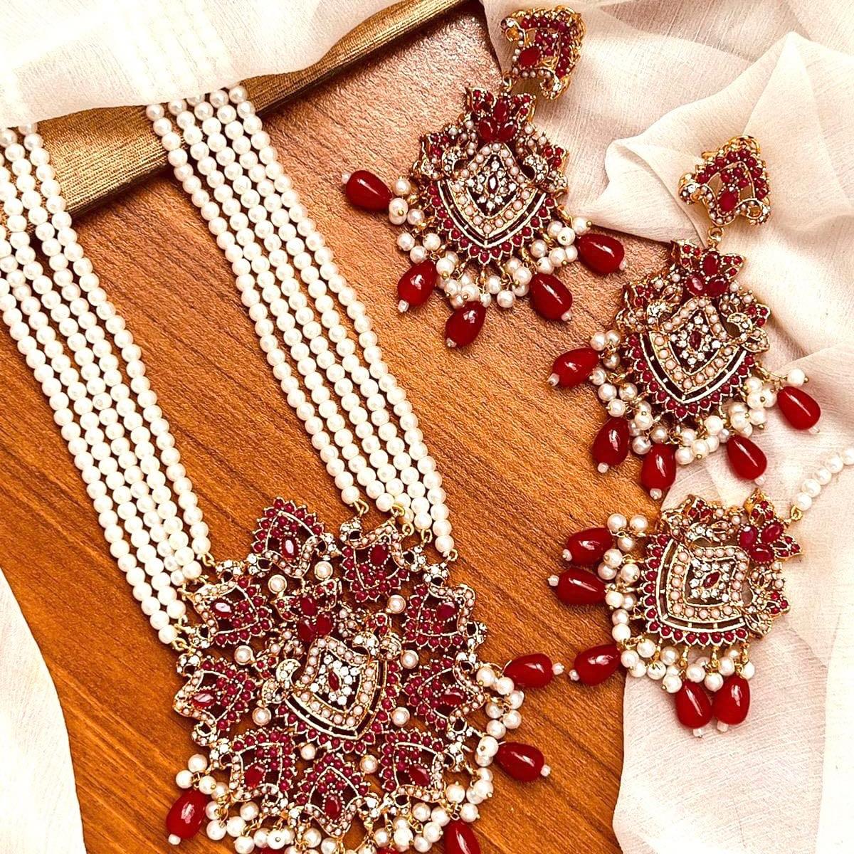 Diamond shape nauratan mala set with teeka
