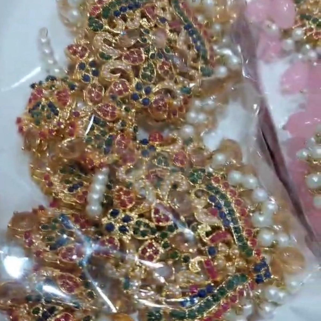 MJBs NAURATAN CHOKER   Set with Earring  Tikka for Parties, Anniversaries, and Engagements - My Jewel Box