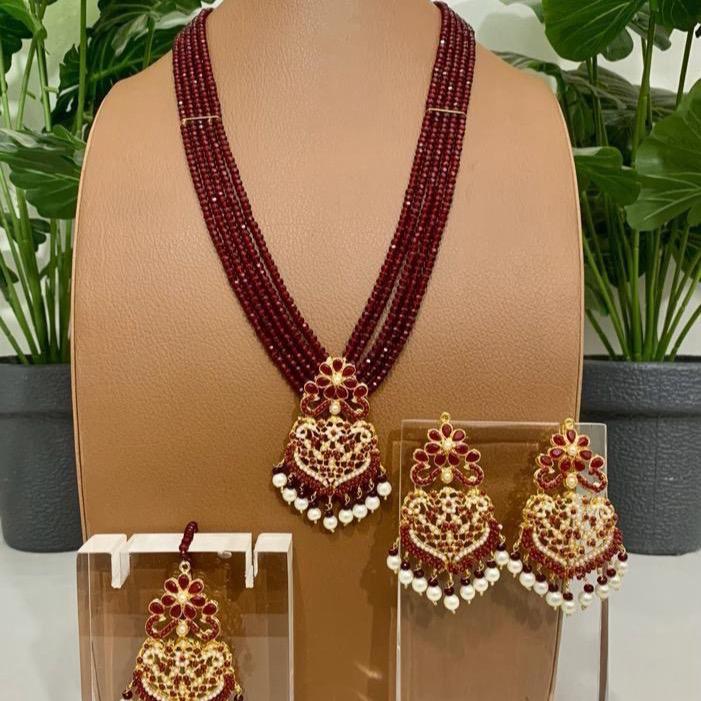 Bareera long mala set with Earrings & Tekka - My Jewel Box