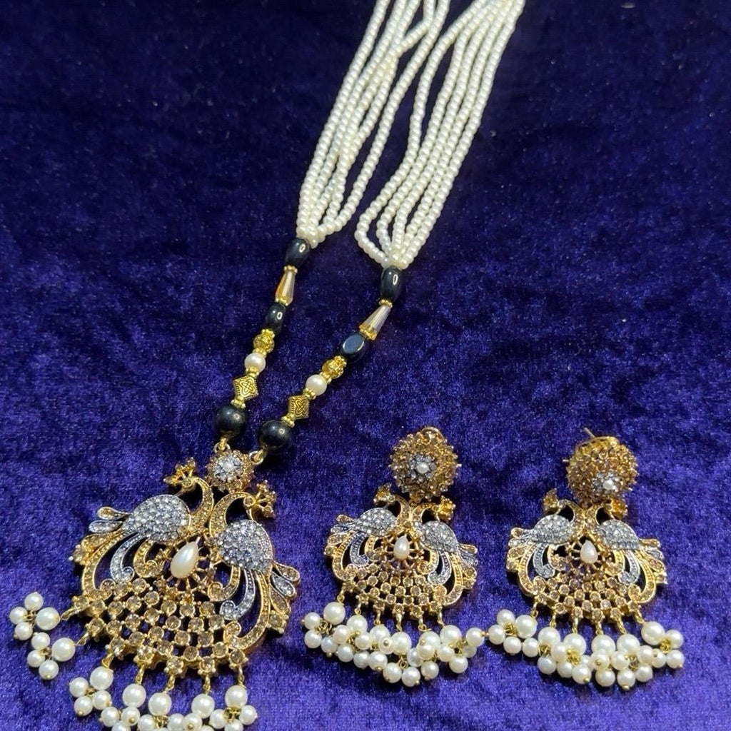 Peacock style  long mala necklace set