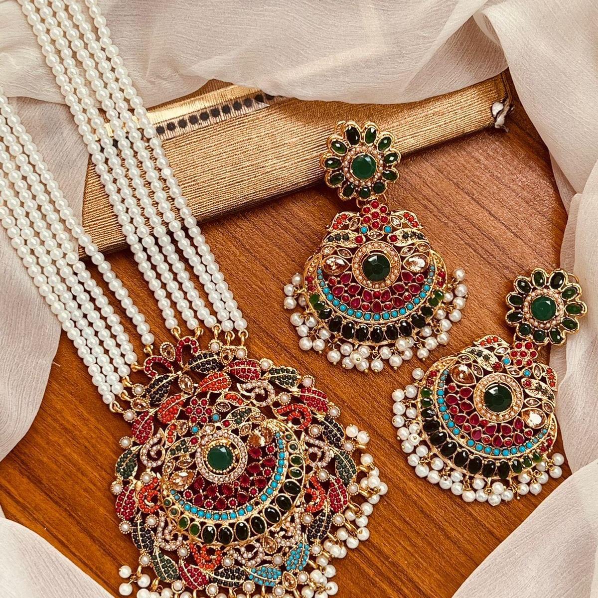 LAIBA nauratan mala necklace set with earring