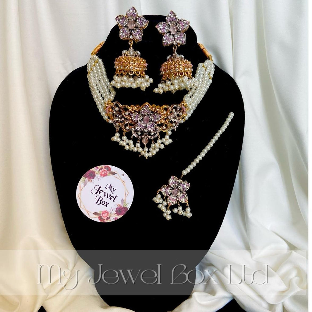 AMAYA Choker Set with Earring and Tikka - Fashion Accessories