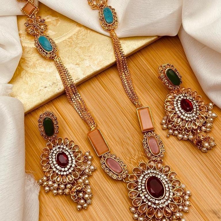 MAH e NOOR Traditional Egyptian  Mala Jewelry Set - Long Necklace and Earrings - Design 3 - My Jewel Box