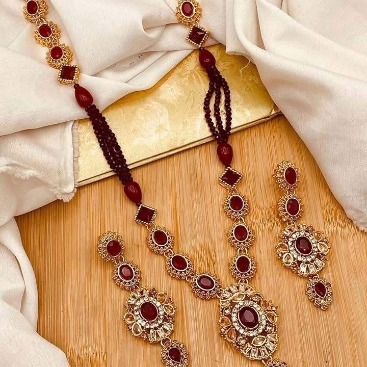 ESRA  Egyptian  Mala Jewelry Set - Long Necklace and Earrings - Design 3 - My Jewel Box