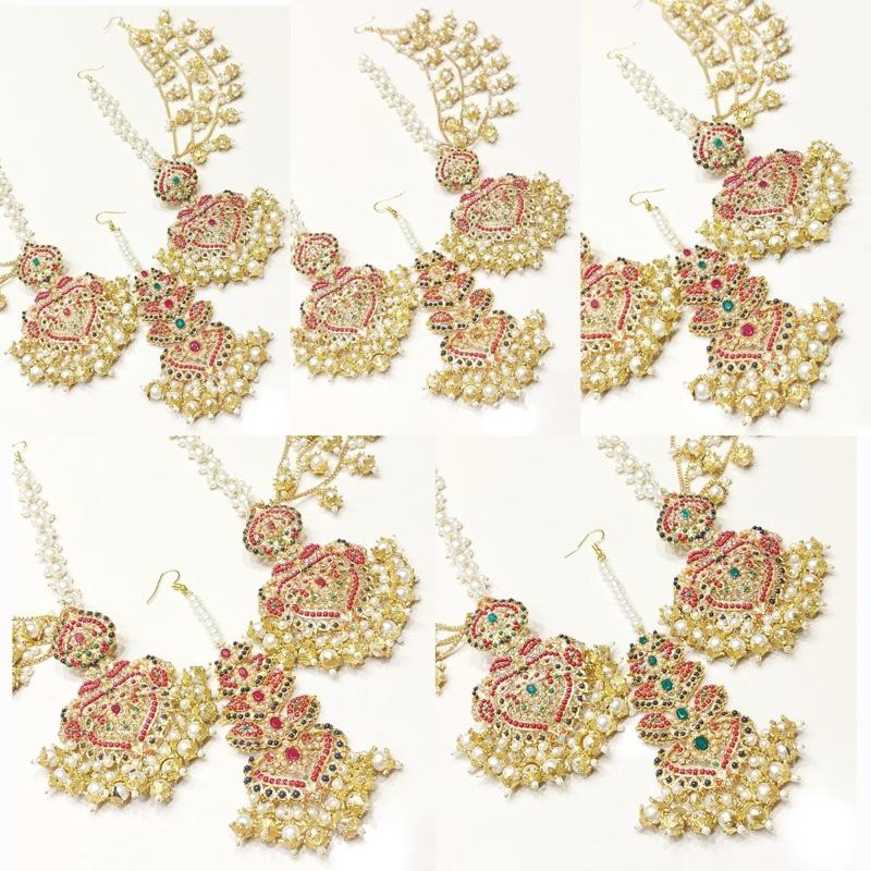 Rani  earring tikka with babhubali style sahare ET 005 Earring Tikka Set for Women - Perfect for Any Occasion - My Jewel Box