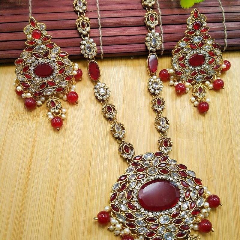 Rose  Polki Long Mala Set with Earring lfor Women - Natural Look and Sophistication - My Jewel Box