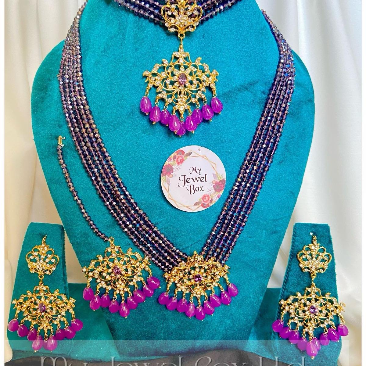 KOMAL hassen COMBO MALA choker necklace  earring set with teeka