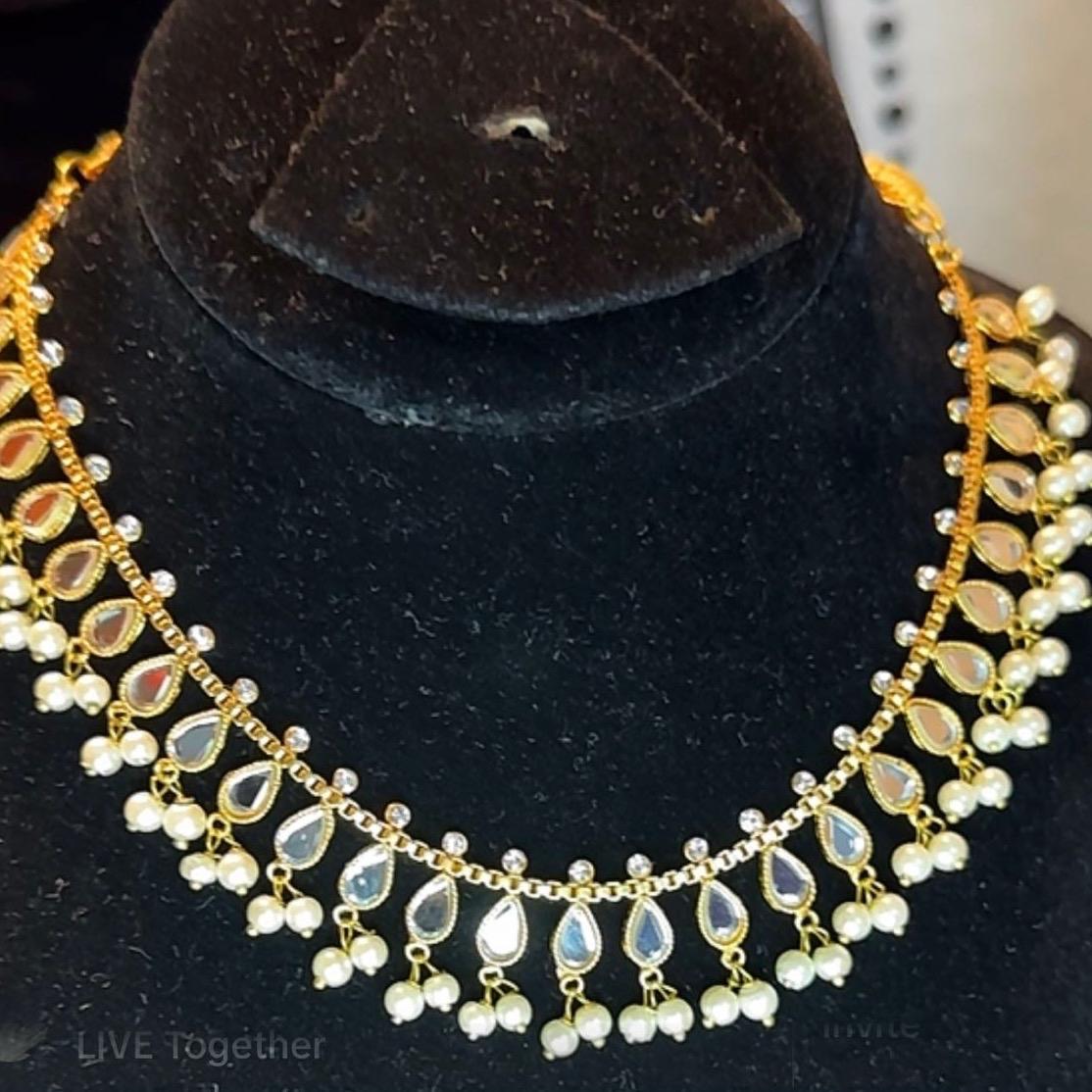 Hydrabadi mirror neckline with jhumki