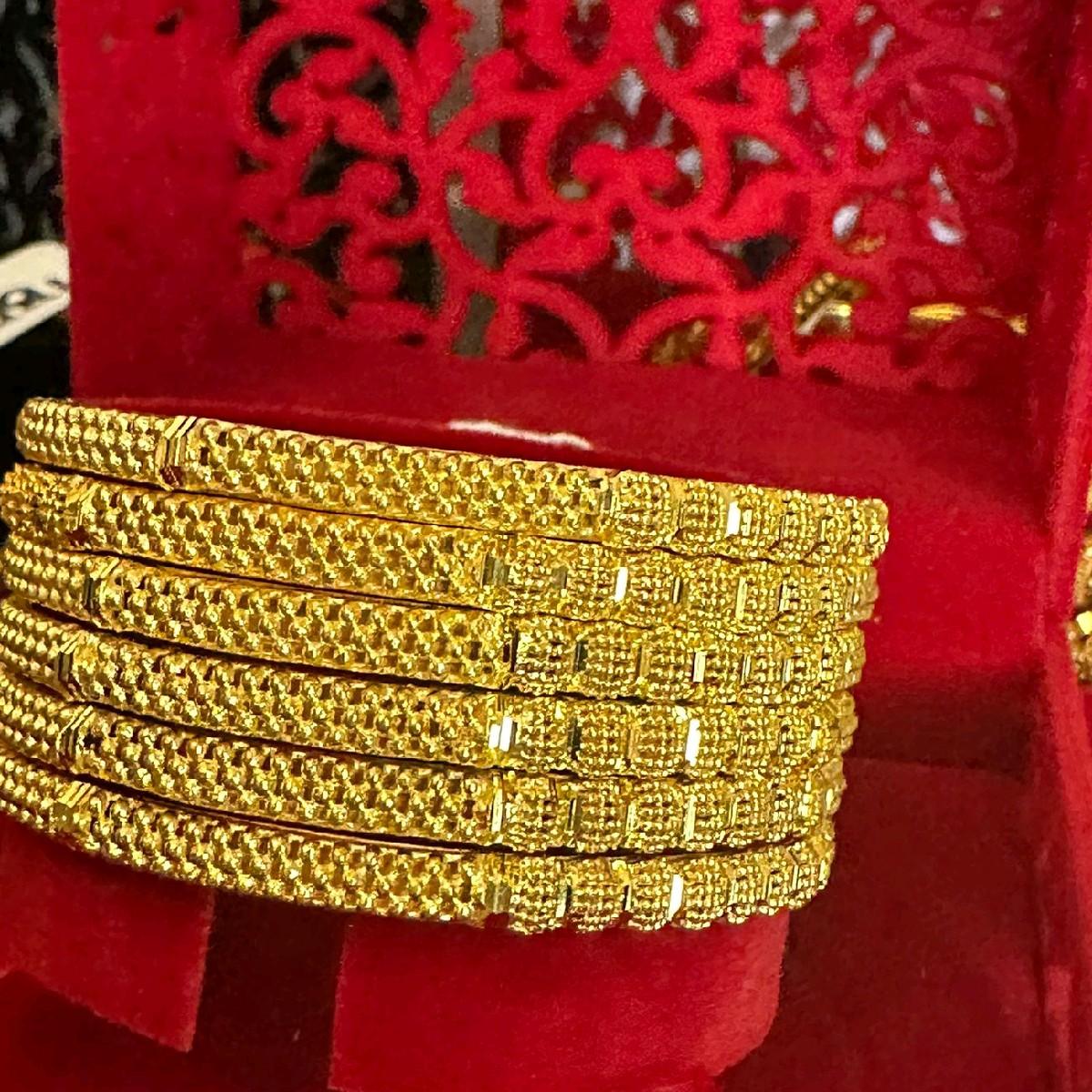 TBD2 Gold Plated Thin Bangles Set for Women - My Jewel Box