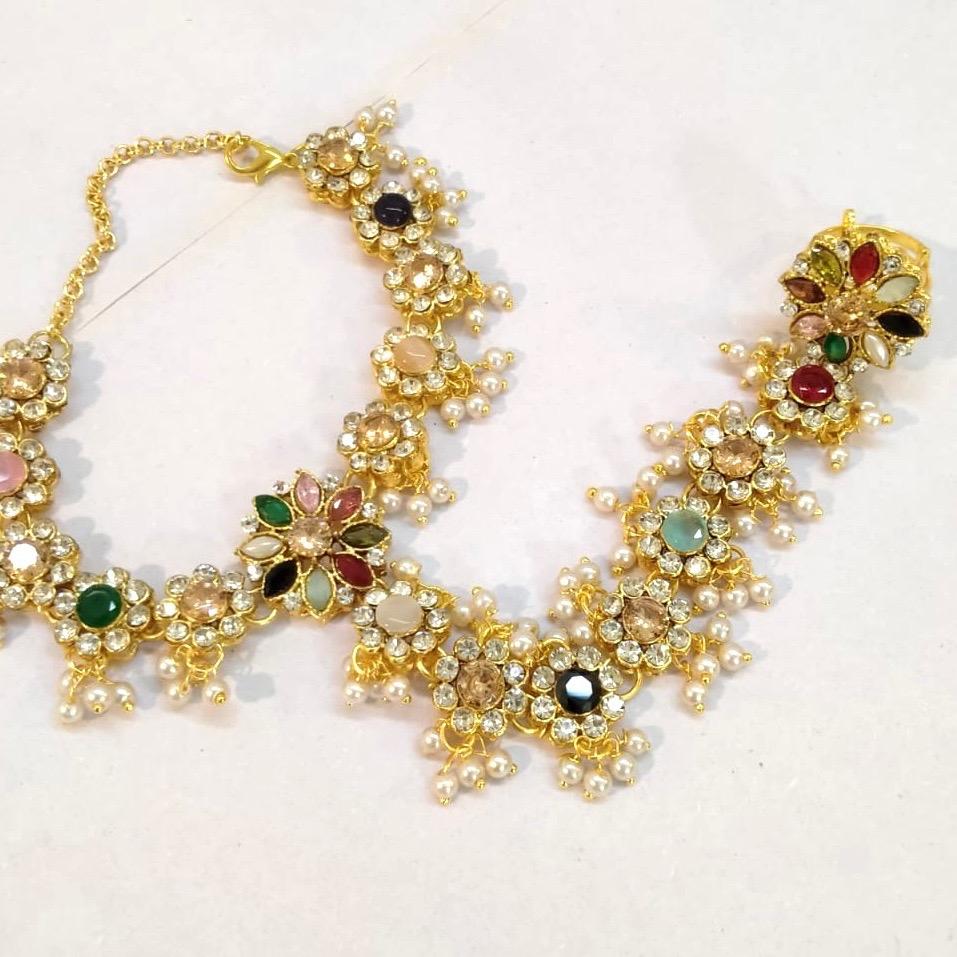 Kundan Anja  (Hand piece) 1 ring conected with bracelet available