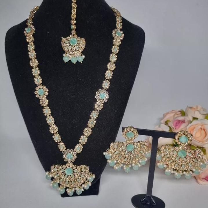 Sandal long mala with earring and tikka - My Jewel Box